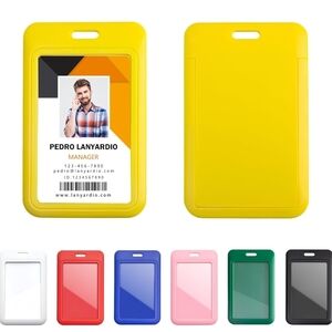 2 Pack Sliding Vertical ID Badge Holder Hard Yellow Plastic Card Case Protector